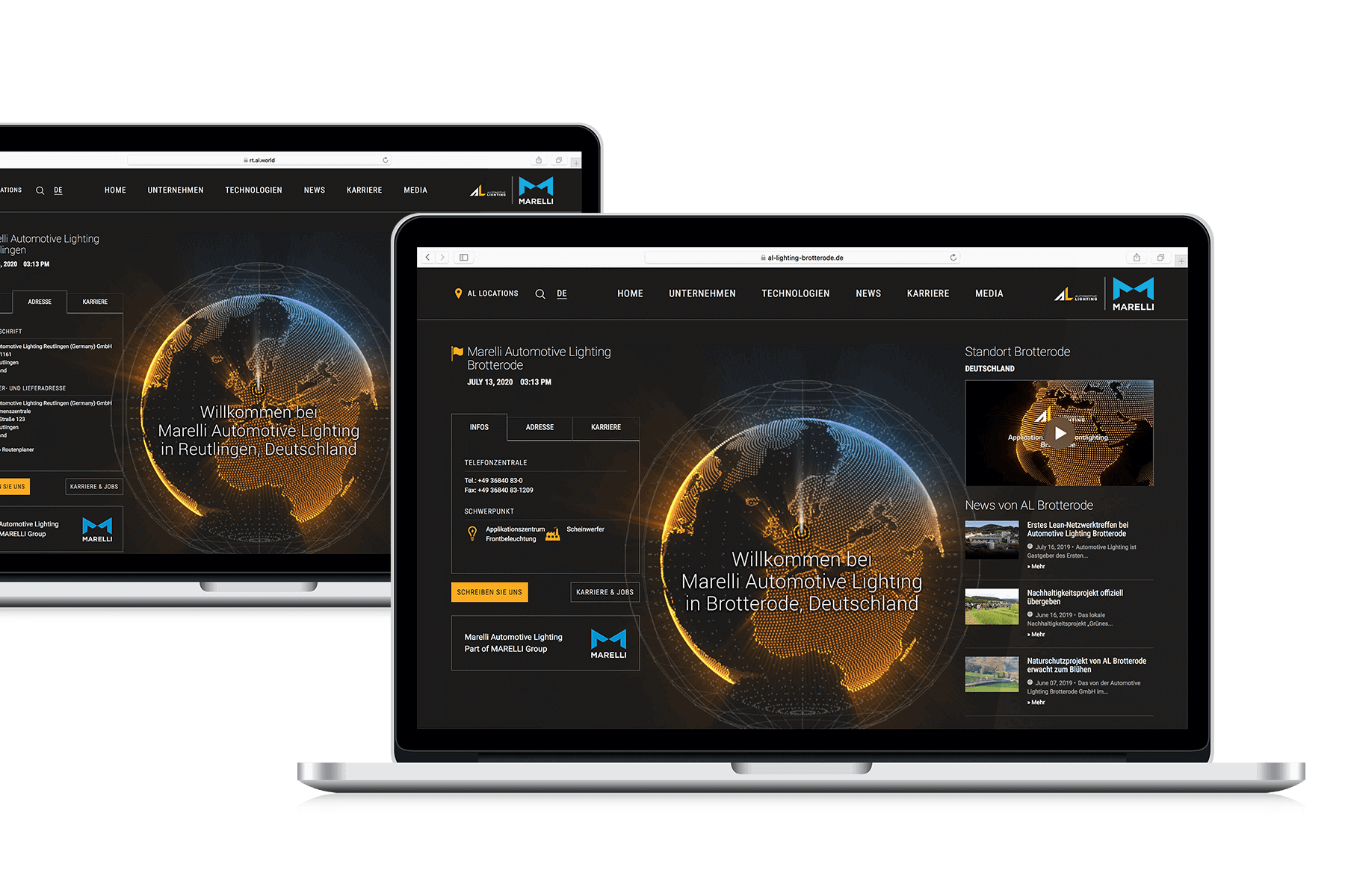TYPO3 Location- und Standort-Webseiten von Marelli Automotive Lighting